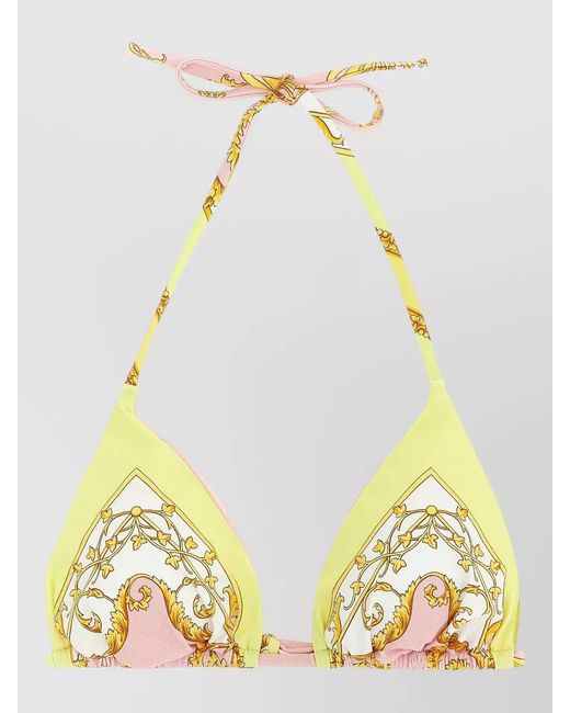 Versace Yellow Printed Triangle Bikini Top