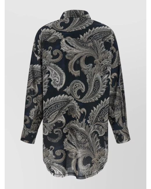 R13 Gray Paisley Print Shirt