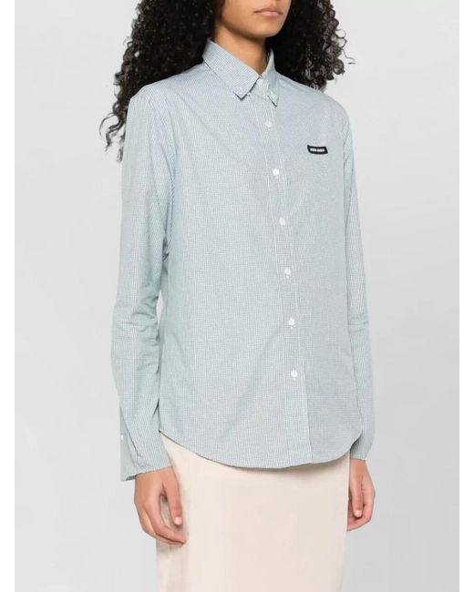Miu Miu Blue Checked Cotton Poplin Shirt