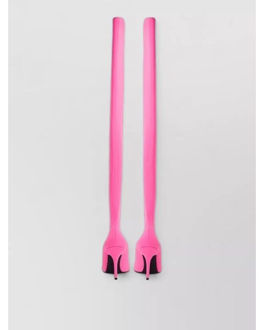 Balenciaga Pink Stretch Knee-High Stiletto Boots