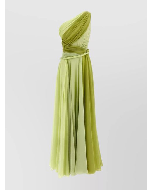 Giambattista Valli Green Draped One Shoulder Floor-Length Dress