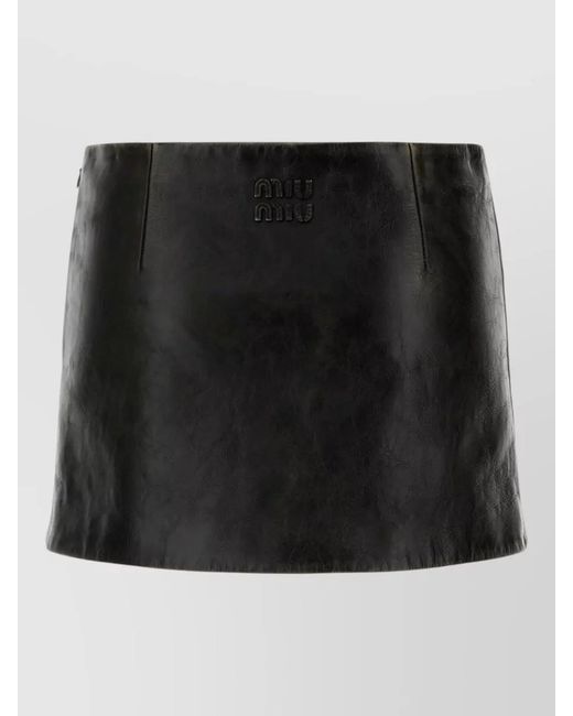 Miu Miu Black Leather Mini Skirt