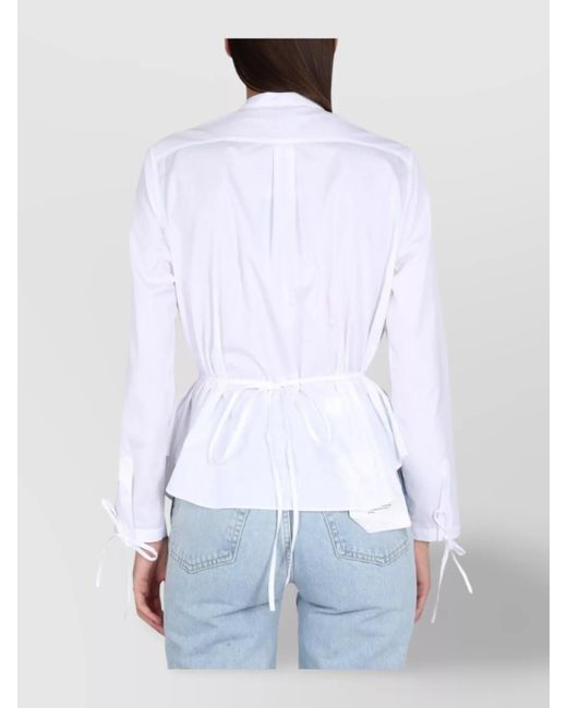 Aspesi White Cotton Mandarin Collar Shirt