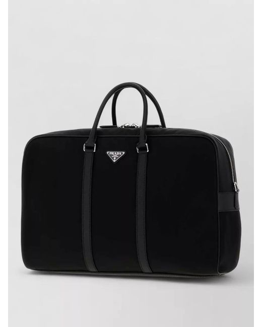 Prada Black Re Nylon Travel Bag Rectangular Top Handles for men