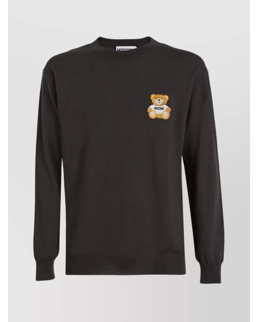 Moschino Black Knit Crew Neck Sweater for men