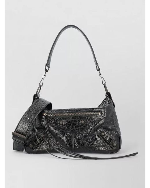 Balenciaga Black City Moto Shoulder Bag Buckle Front Pocket for men