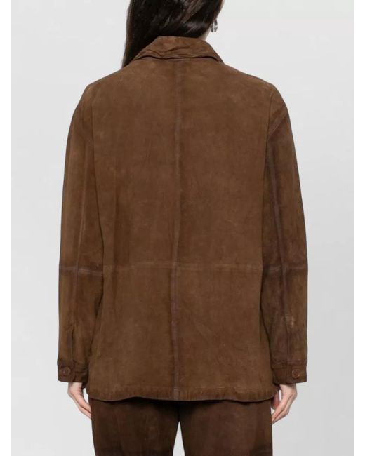 P.A.R.O.S.H. Brown Suede Fitted Jacket