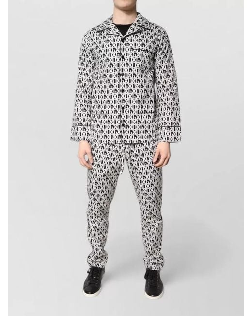 Dolce & Gabbana Gray Dg Print Cotton Pajama Set Sleepwear for men
