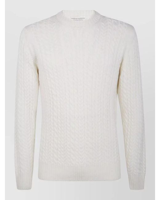 Filippo De Laurentis White Crew Neck Jumper for men