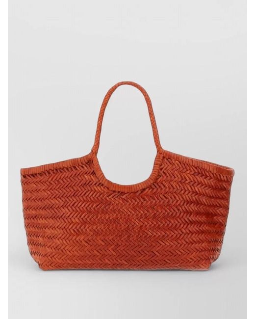 Dragon Diffusion Red Nantucket Woven Tote Bag Dual Handles