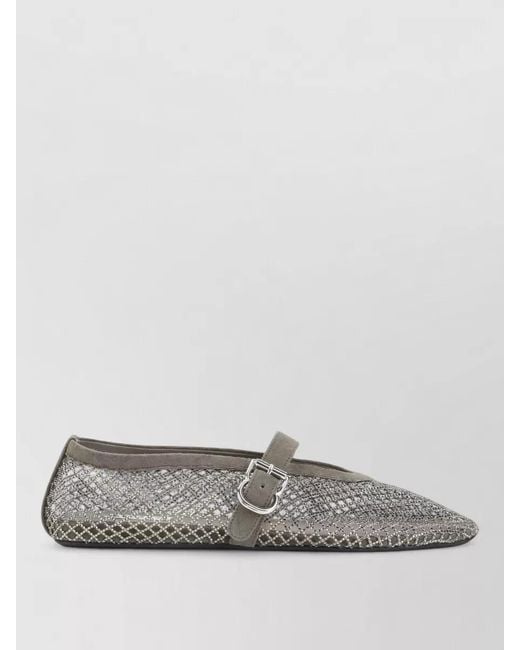 Alaïa Gray Strass Fishnet Ballerina Shoes