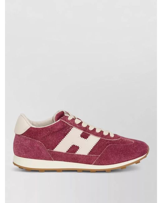 Hogan Pink Suede Sneakers Rubber Sole Flexible Grip