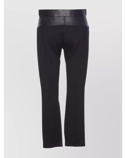 Pinko Gray Leather Slim-Fit Trousers