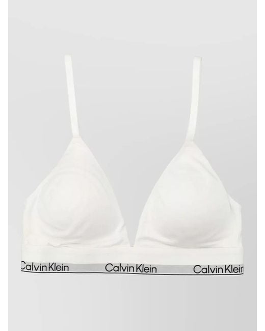Calvin Klein White Lightly Lined Wireless Triangle Bra Top