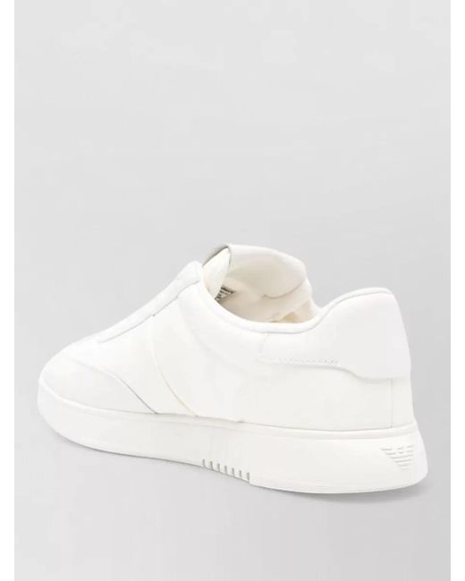 Emporio Armani White Leather Sneakers Low Top Round Toe for men