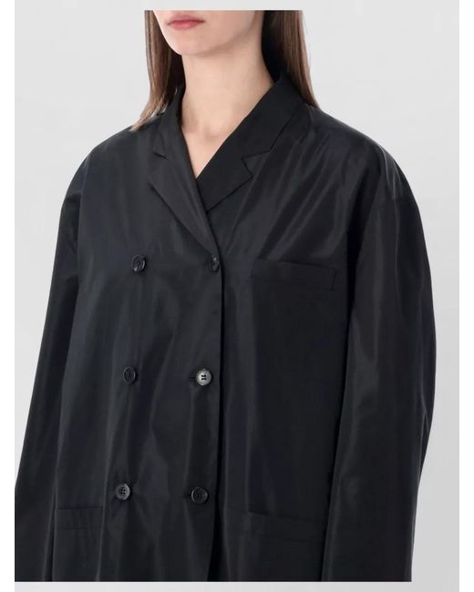 Prada Blue Double Breasted Taffeta Tailored Jacket