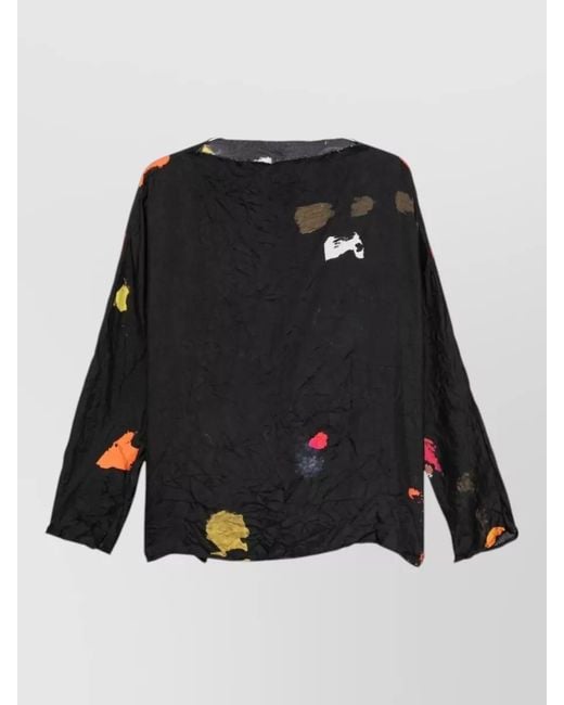 Daniela Gregis Black Silk Shirt Boat Neck Long Sleeves