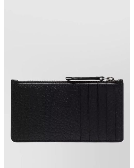 Maison Margiela Black Leather Zip Card Holder for men