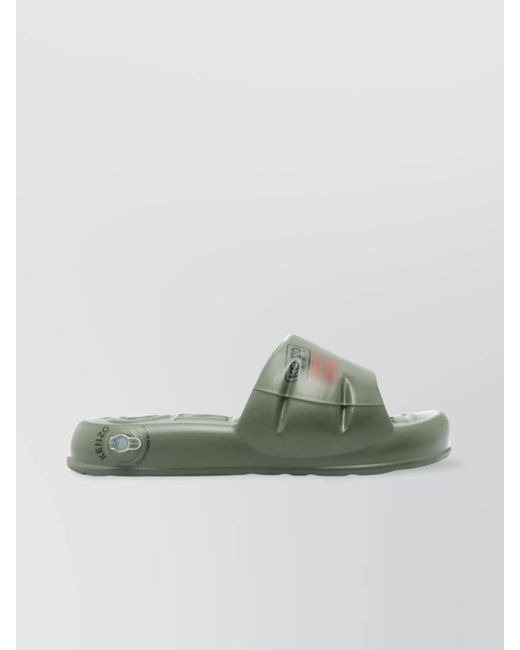 KENZO Green Round Toe Flat Sandals for men