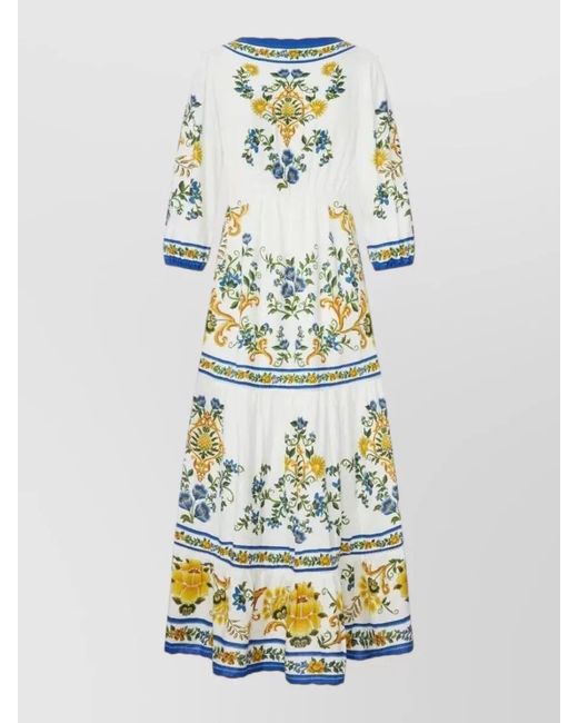 Farm Rio Blue Emily Floral Tapestry Maxi Dress