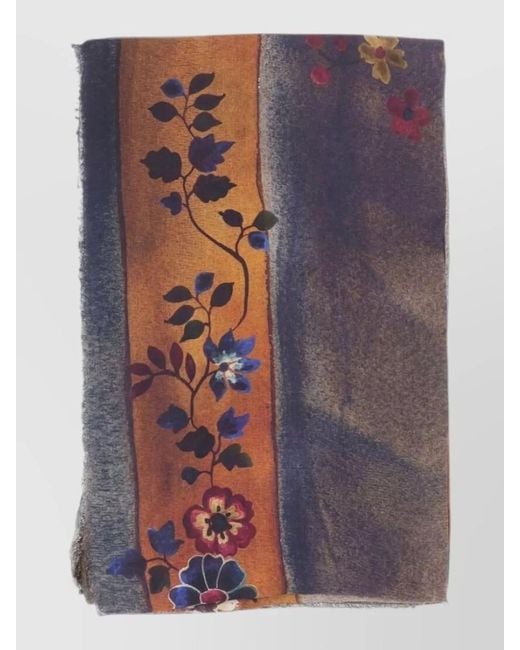 Faliero Sarti Multicolor Floral Carpet Print Scarf Fringed Edges