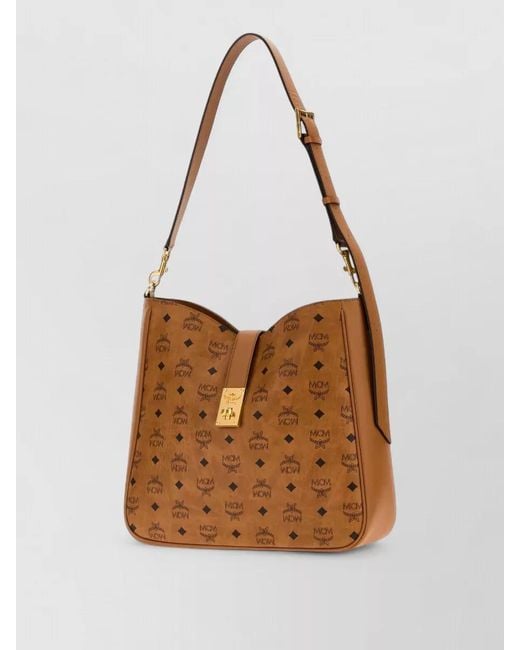MCM Brown Canvas Tracy Shopping Tote Bag Strap