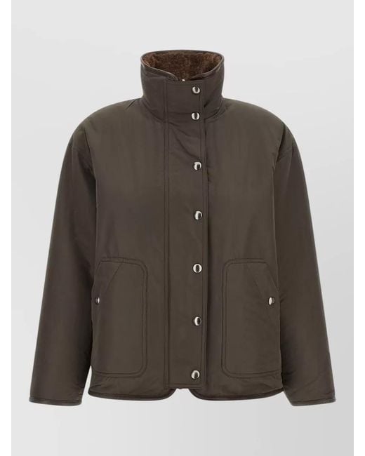 Brunello Cucinelli Brown Fuzzy Lamb Shearling Reversible Jacket
