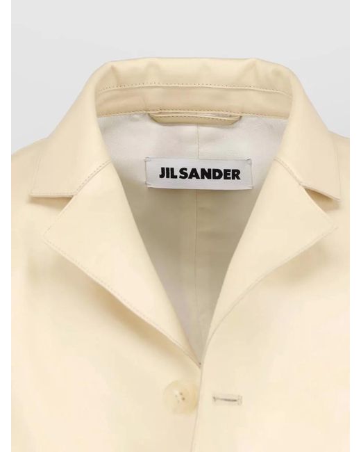 Jil Sander Natural Coat Notched Lapel Side Pockets Back Vent