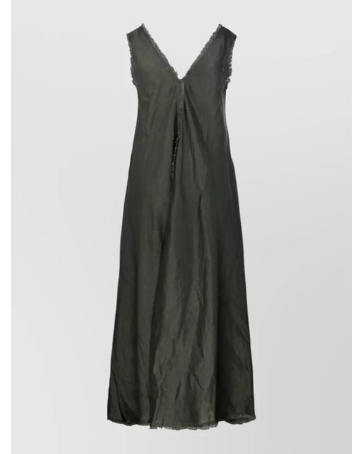 P.A.R.O.S.H. Multicolor Dress Frayed Edges Maxi Length Sleeveless Neckline