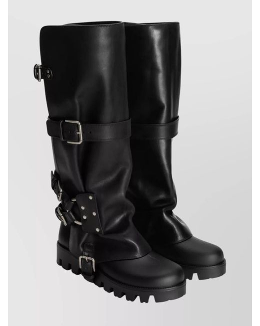 Dolce & Gabbana Black Suede Leather Knee High Boots Shoes