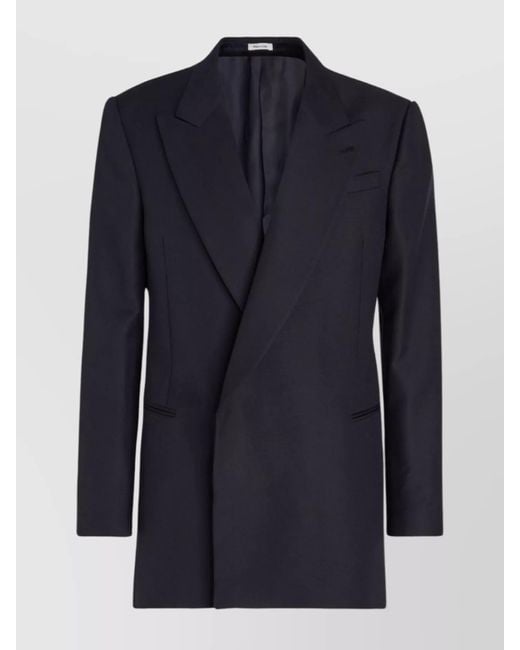 McQueen Blue Single Breasted Coat for men