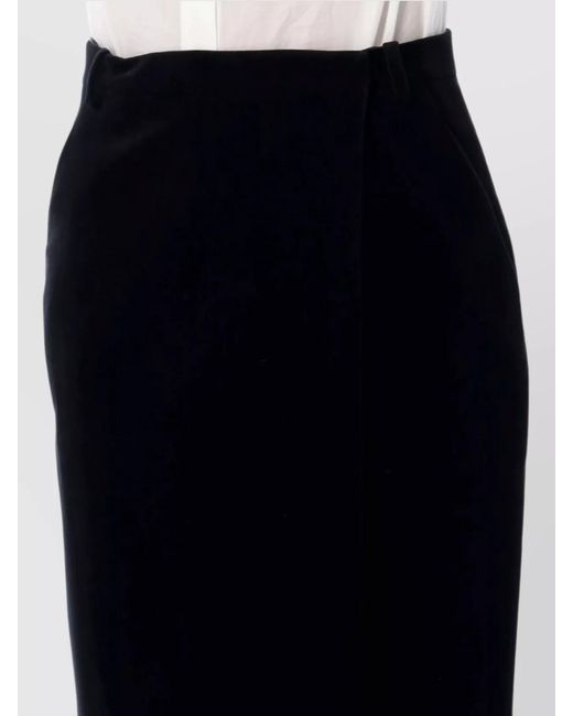 Saint Laurent Black Cotton Velvet Midi Wrap Skirt