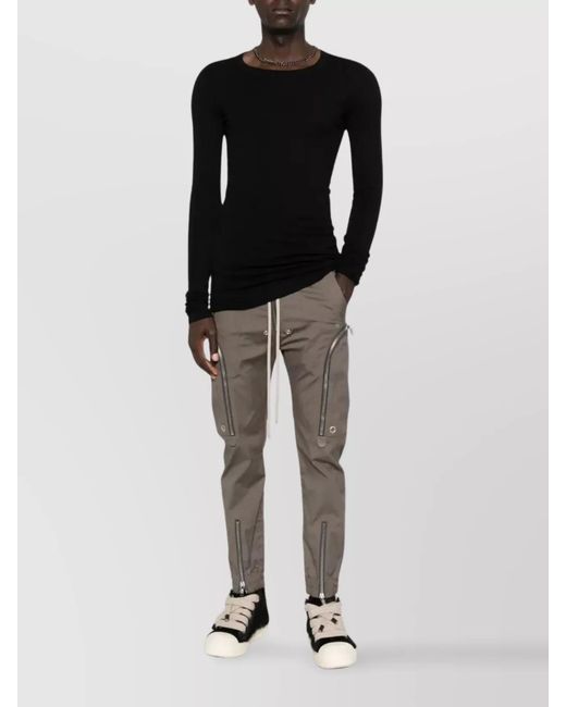Rick Owens Black Ribbed Long-Sleeve Crewneck Sweater for men
