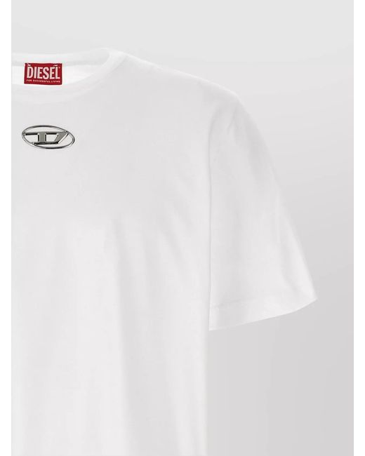 DIESEL White Organic Cotton Ribbed Crew Neck Short Sleeve T-Shirt for men