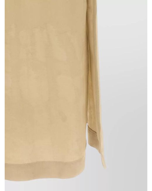 Peserico Natural Viscose Midi Dress Belted Waist Back Slit