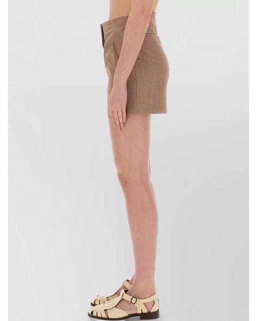 Alysi Natural High Waist Pleated Mini Skirt Belt Loops