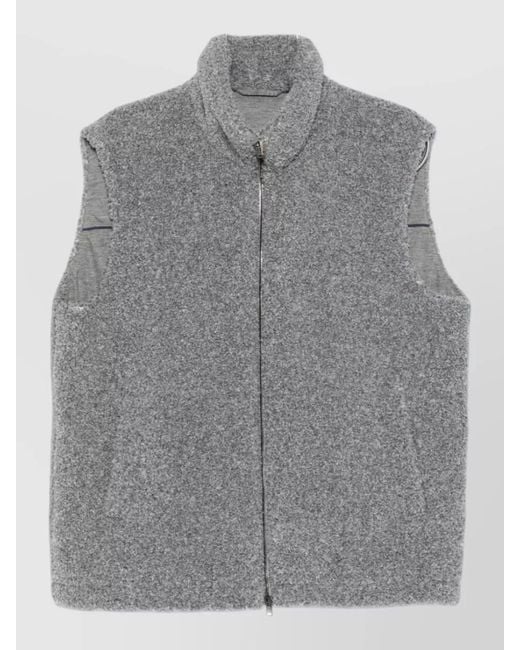 Herno Gray Flannel Sleeveless Zip Vest for men