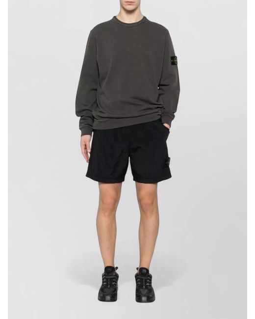 Stone Island Gray Logo Cotton Crewneck Sweatshirt Long Sleeves for men