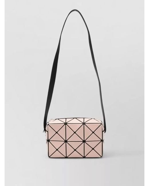 Issey Miyake White Geometric Shoulder Bag Structured Design Strap
