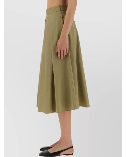 Aspesi Green Pleated Midi Skirt High Waist Wide Fit