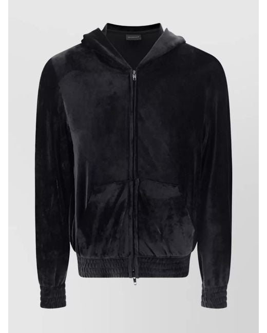 Balenciaga Blue Velvet Crystal-Embellished Zip-Up Hoodie