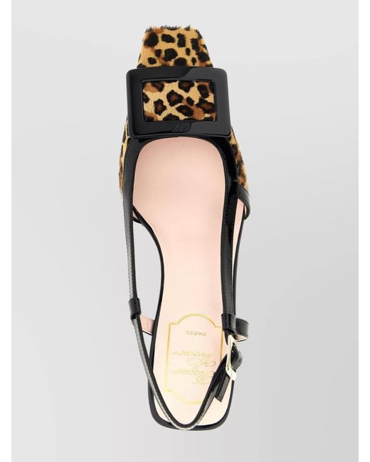 Roger Vivier Metallic Leather Leopard-Print Slingback Pumps