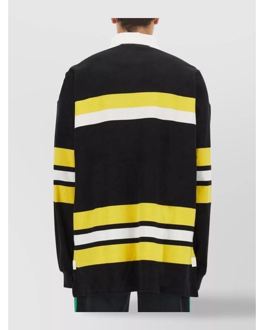 Wales Bonner Black Striped Oversized Polo Shirt for men