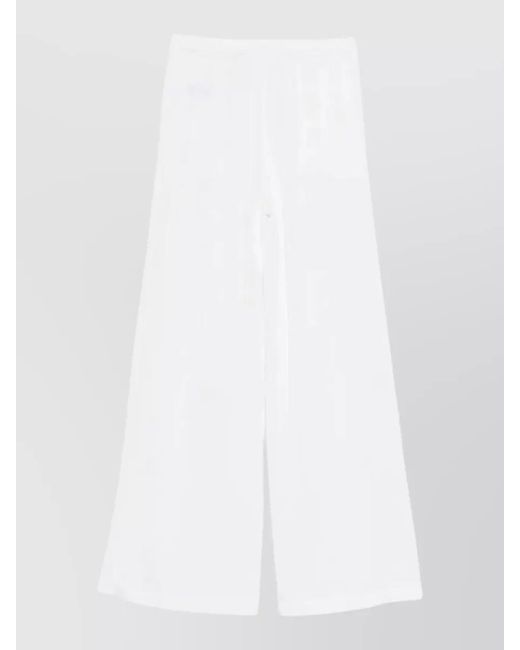 P.A.R.O.S.H. White Lightweight Wide Leg Lounge Trousers