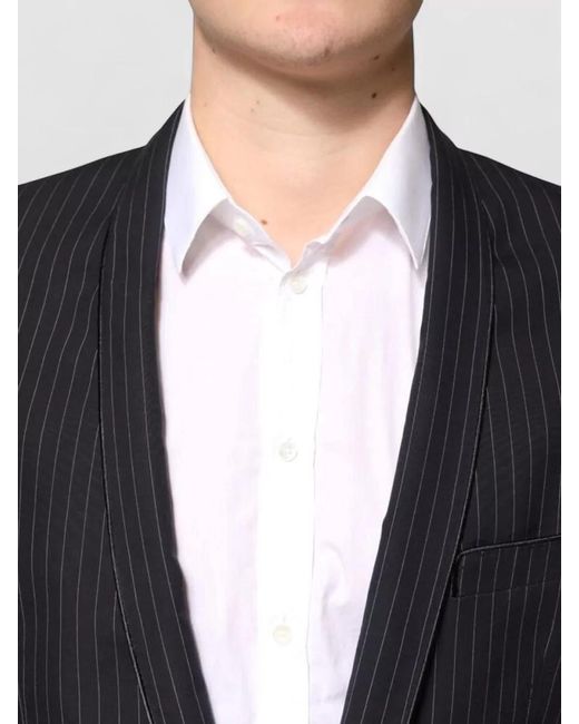 Dolce & Gabbana Blue Striped Single Breasted Blazer for men