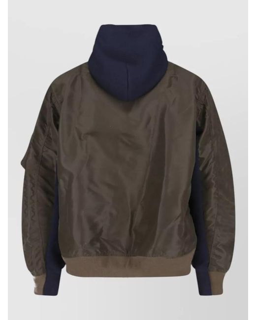Sacai Blue Paneled Hooded Jacket for men