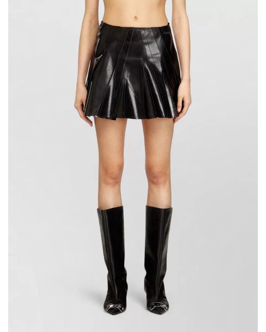 DIESEL Black Mini Skirt Pleated Design Shiny Finish