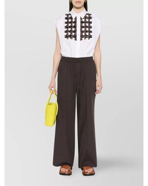 P.A.R.O.S.H. Brown Cotton Straight-Leg Trousers