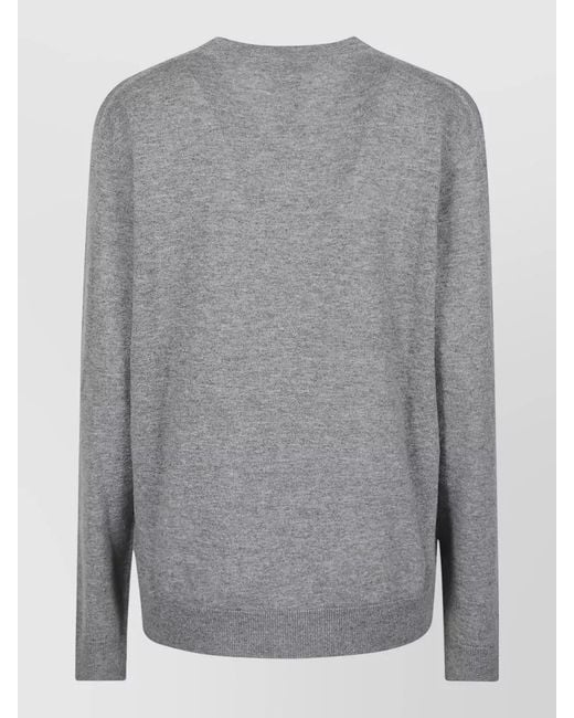 The Row Gray Nian Long Sleeve Top Ribbed V Neckline