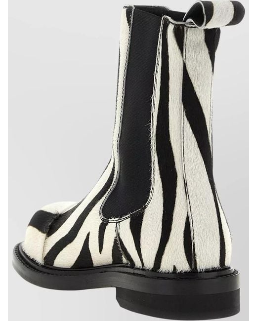 Moschino Black Zebra Pattern Ankle Boots Elastic Panels